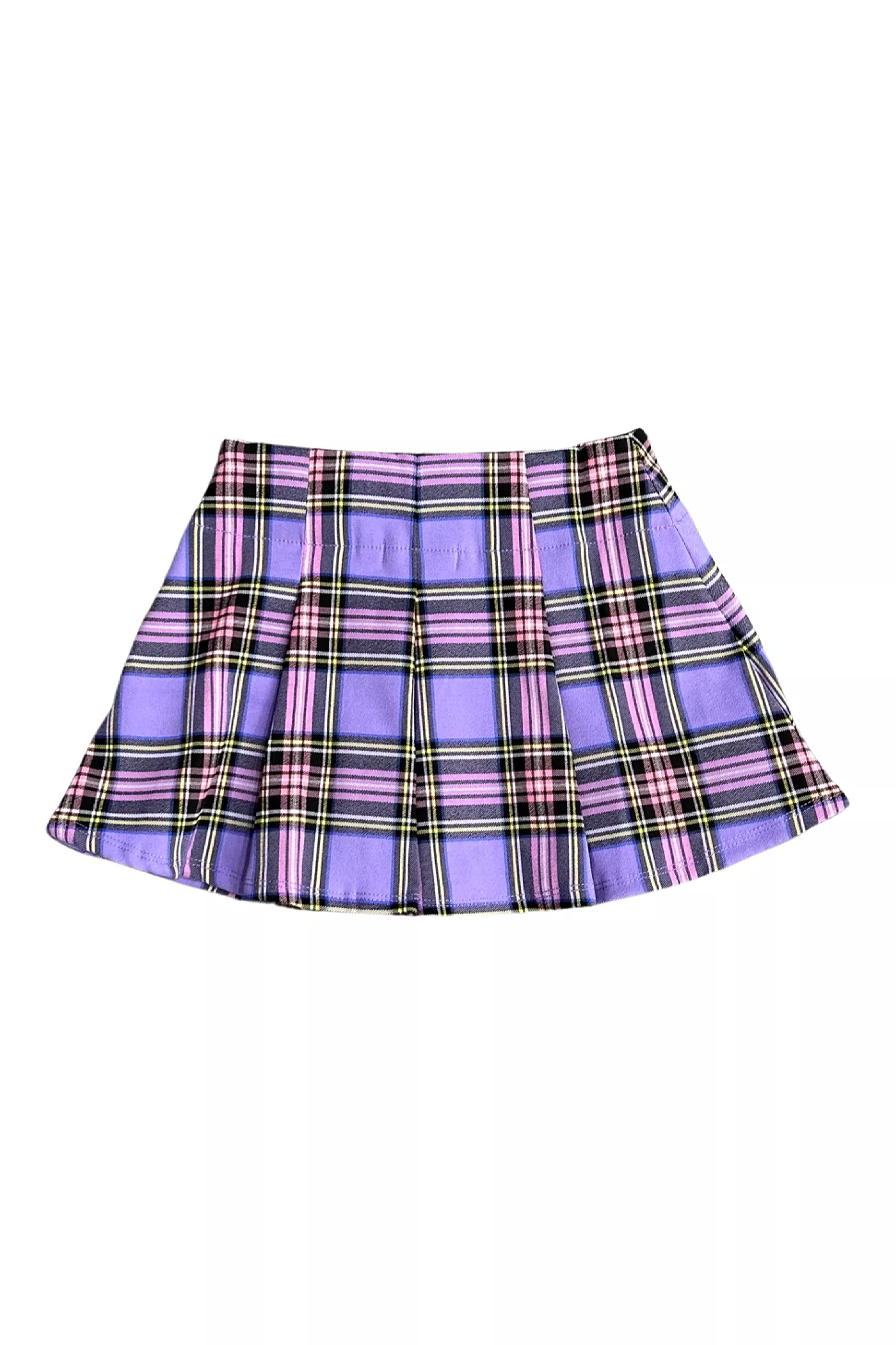 Purple Plaid Pleated Skort