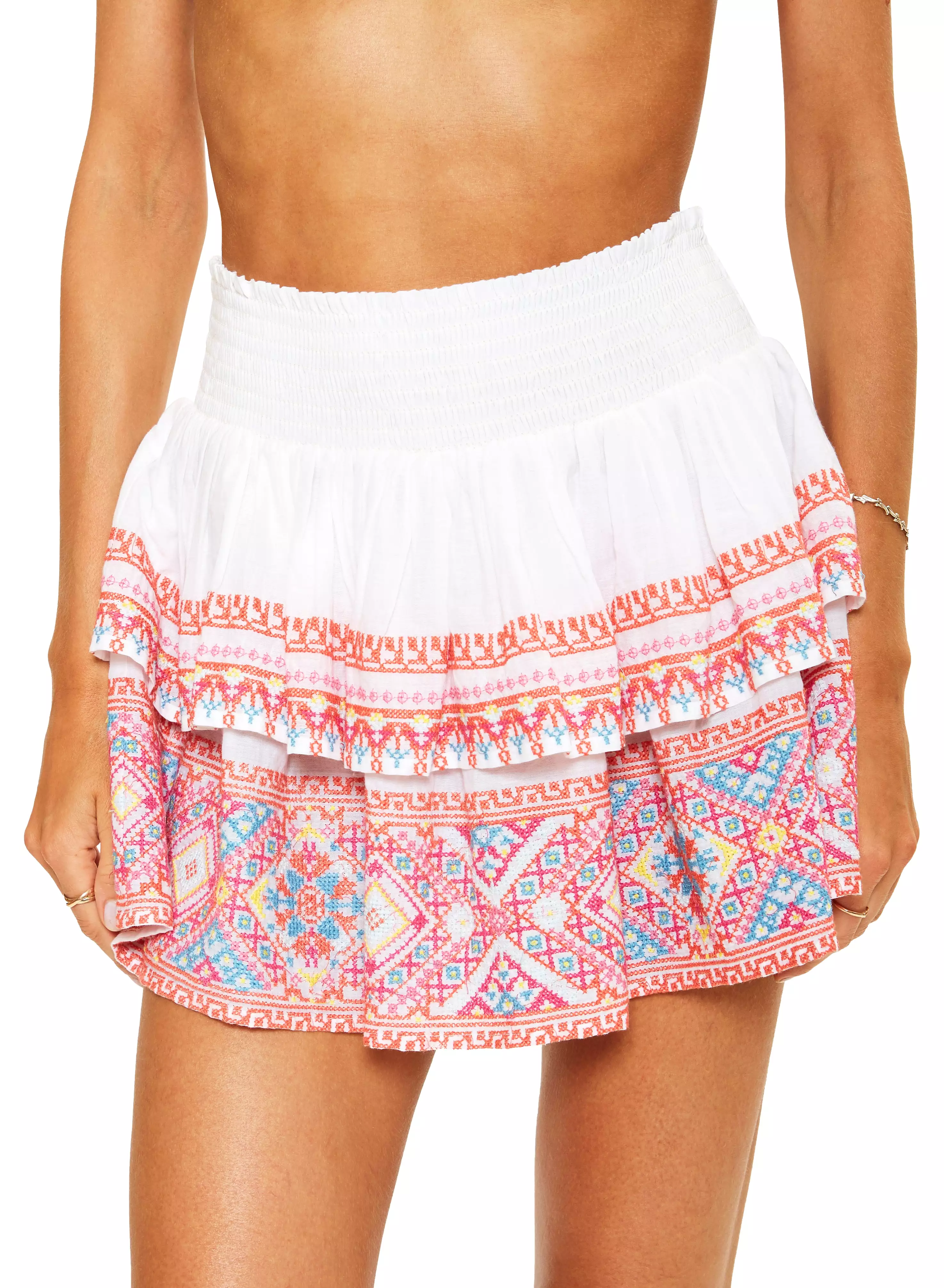 Ramy Brook - Loretta Skirt - White Multi Combo Embroidered