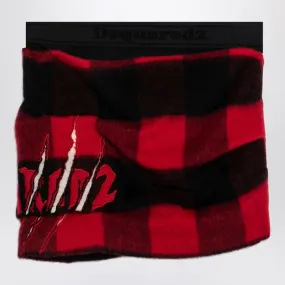 RED/BLACK WOOL BLEND CHECKERED MINI SKIRT