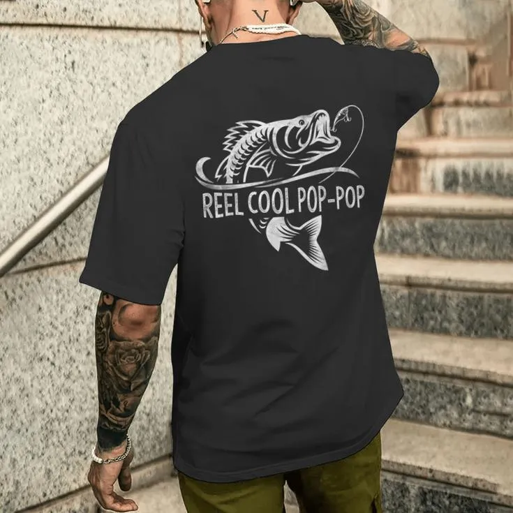 Reel Cool Pop-Pop Fishing Pop-Pop Father's Day Men's T-shirt Back Print