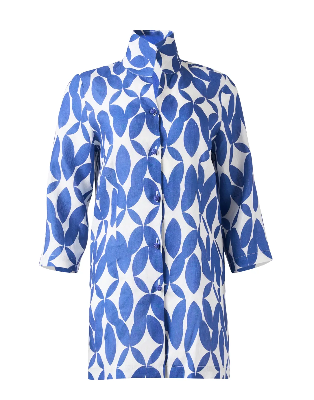 Rita Blue Print Linen Jacket