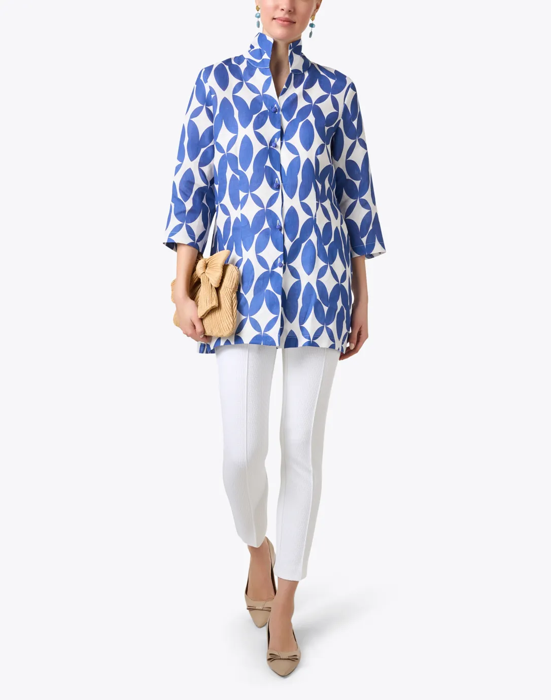 Rita Blue Print Linen Jacket