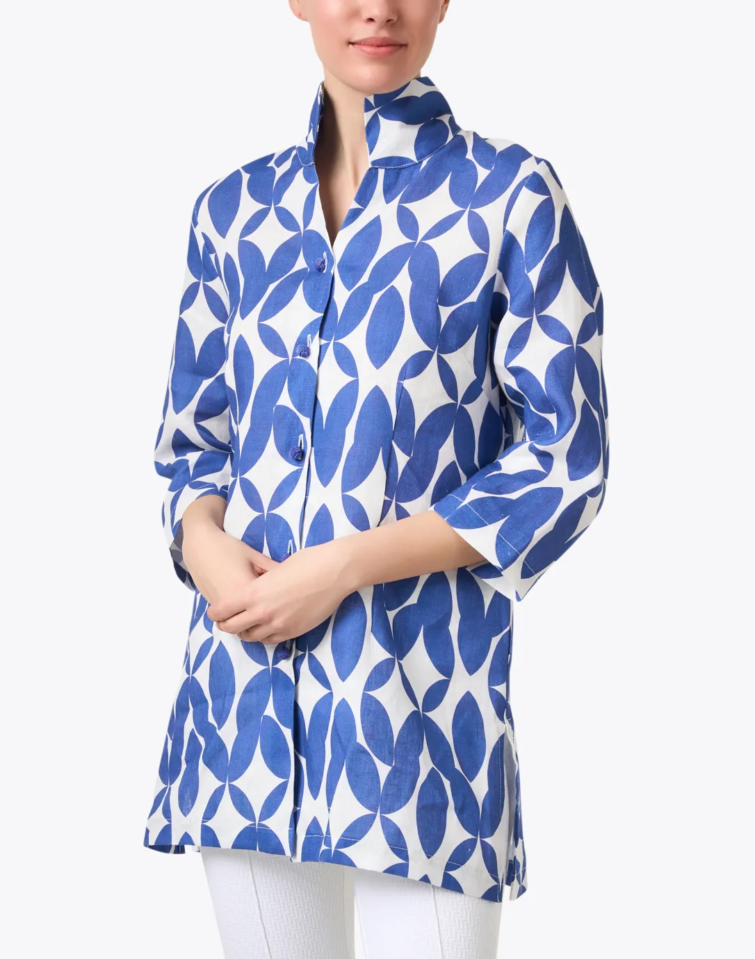 Rita Blue Print Linen Jacket