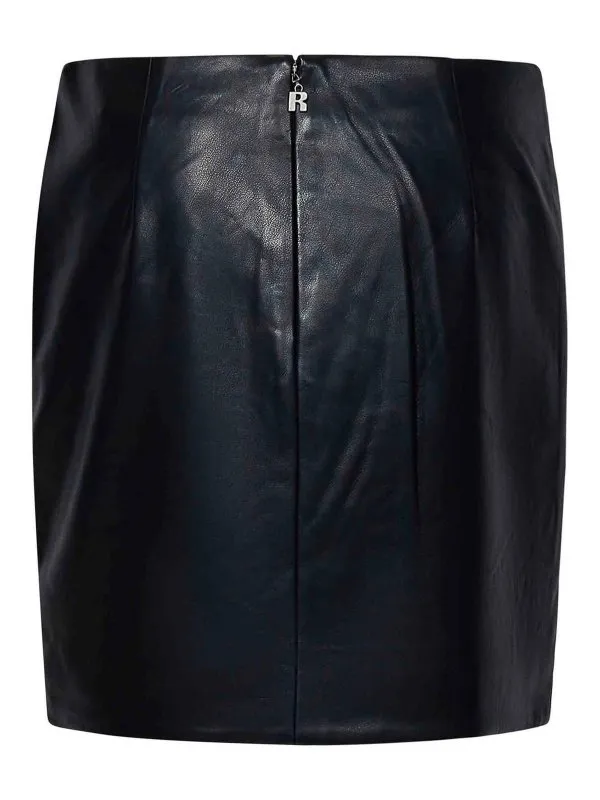 Rotate Birger Christensen Draped Black Faux-Leather Mini Skirt