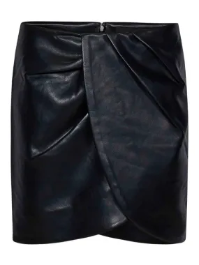 Rotate Birger Christensen Draped Black Faux-Leather Mini Skirt