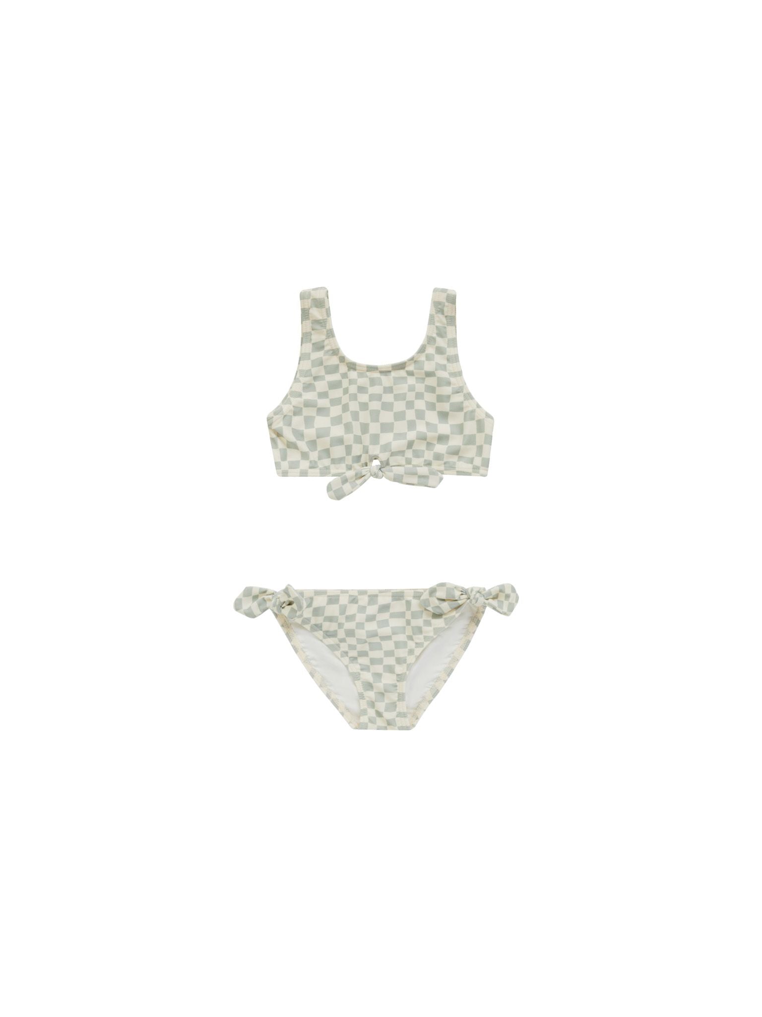 Rylee & Cru - Seafoam Check Knotted Bikini