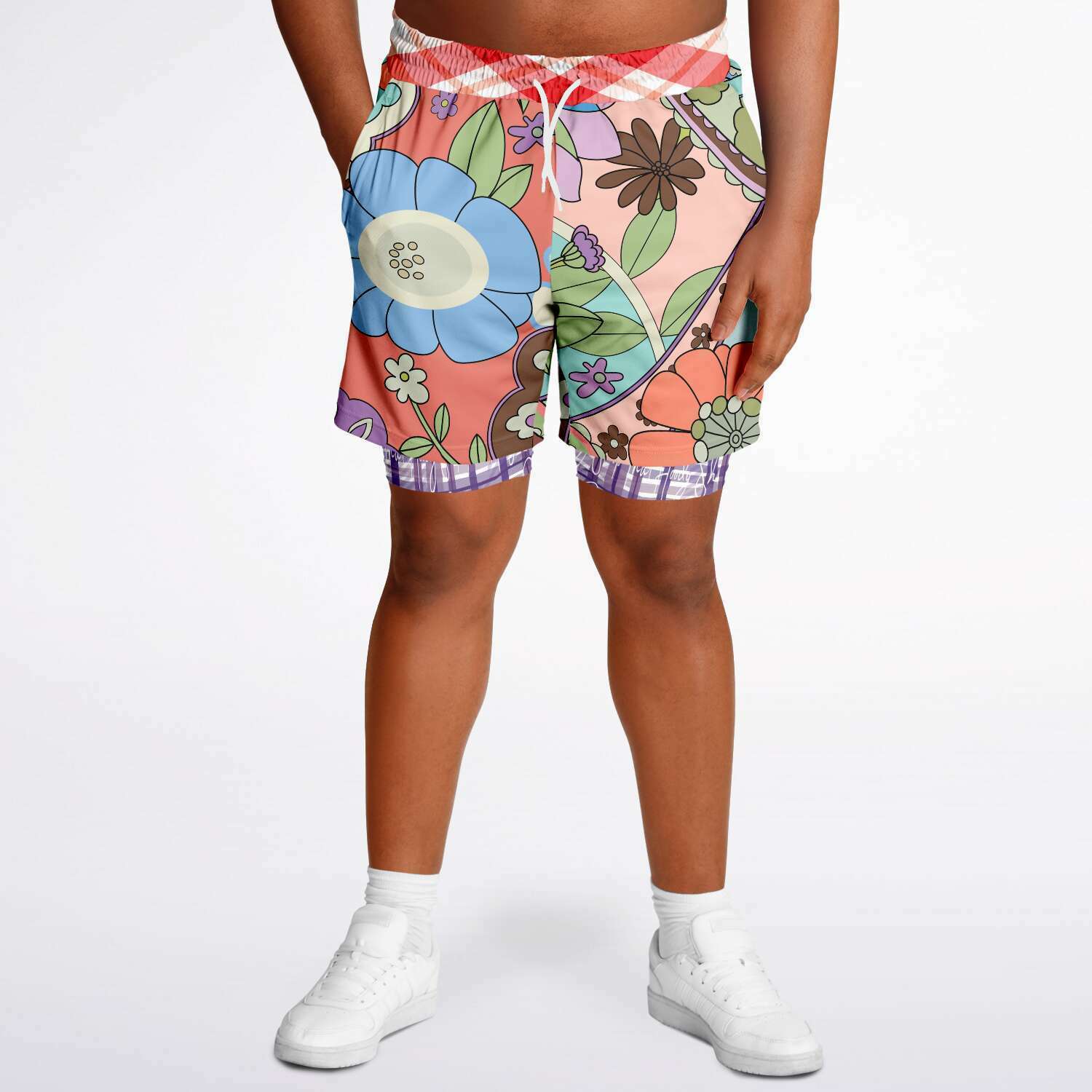 Serendipity Peach Floral Compression Activity Shorts