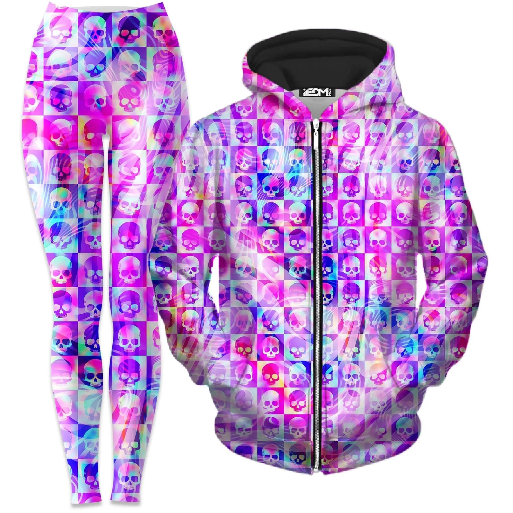 Skull Fam Pink Zip-Up Hoodie and Leggings Combo