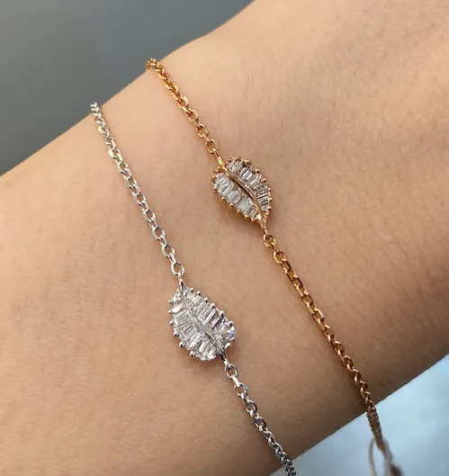 SMALL PALM LEAF DIAMOND CHAIN BRACELET