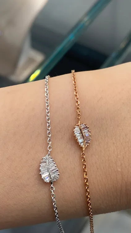 SMALL PALM LEAF DIAMOND CHAIN BRACELET