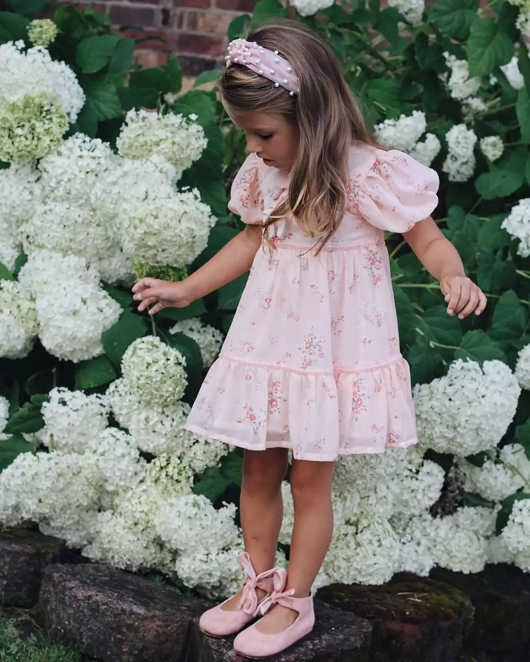 Sophia Dress with pink velvet bows