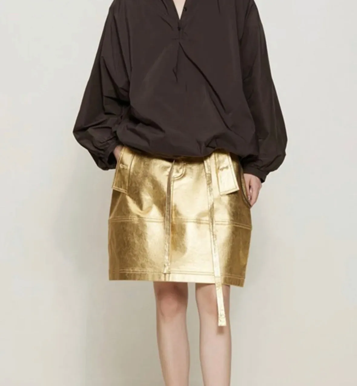 Street Style Gold Mini Skirt