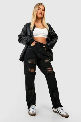 Super Distressed High Waisted Mom Jeans