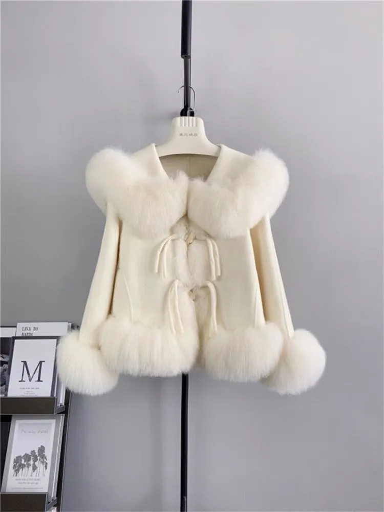 Temperament socialite high-end exquisite high-end fox wool wool double-sided fur autumn and winter coat tops thick men T3467