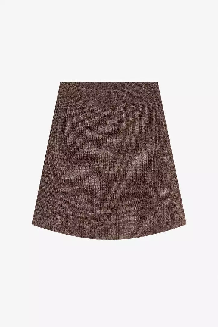 THE CASHMERE MINI SKIRT - CHESTNUT BROWN