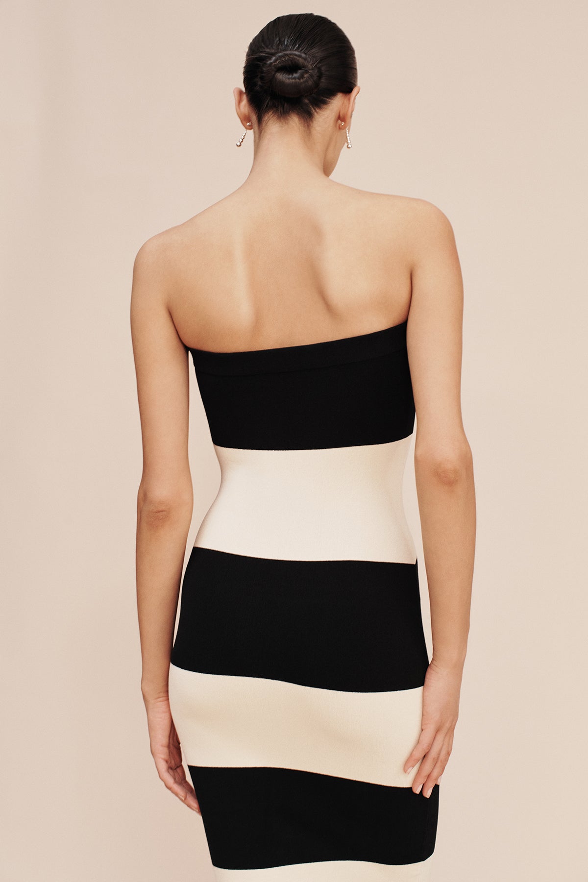 THEO STRAPLESS DRESS - BLACK STRIPE