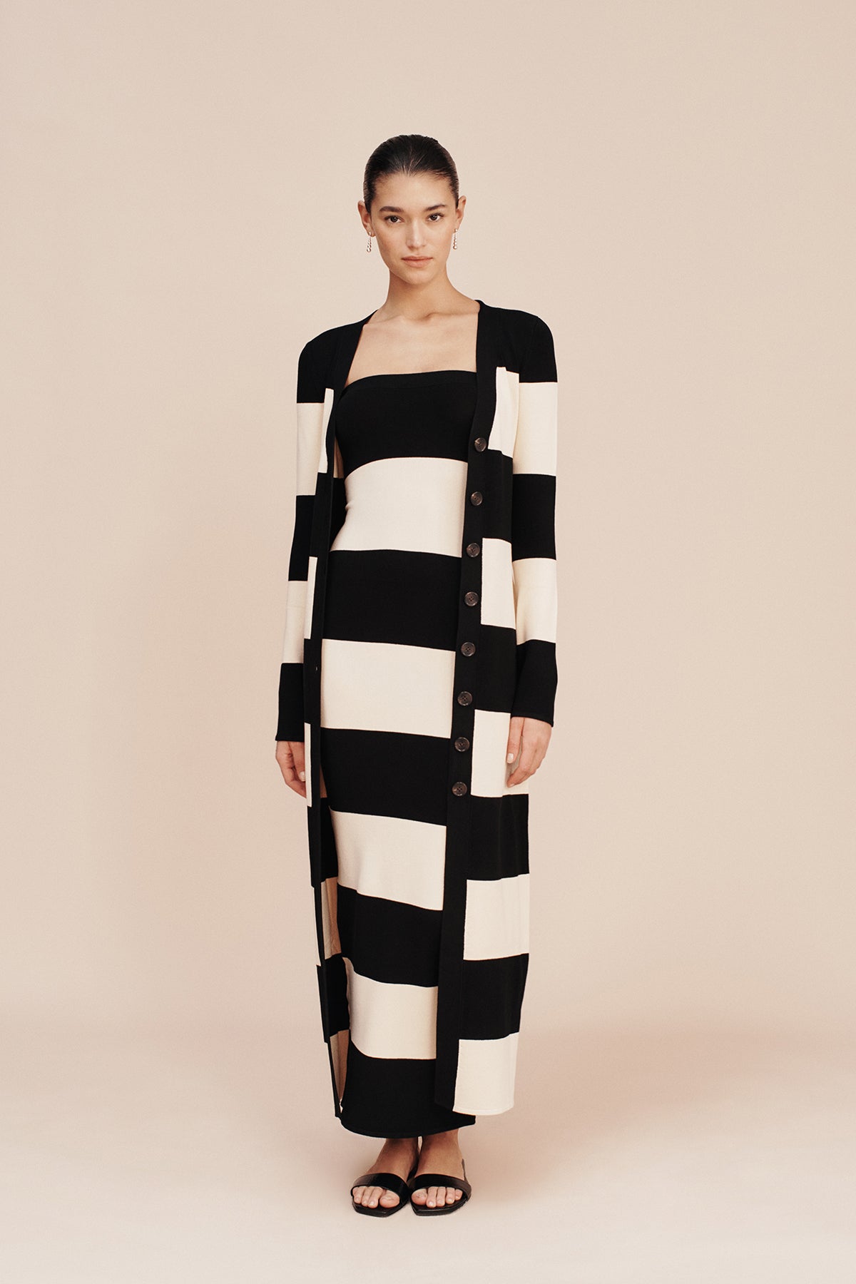 THEO STRAPLESS DRESS - BLACK STRIPE