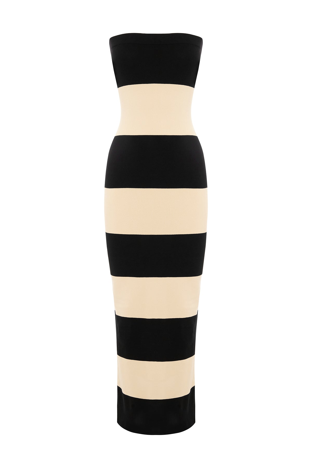 THEO STRAPLESS DRESS - BLACK STRIPE