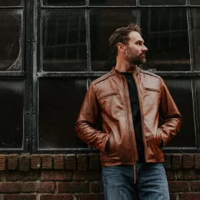 Thompson Leather Moto Jacket | Whiskey Brown