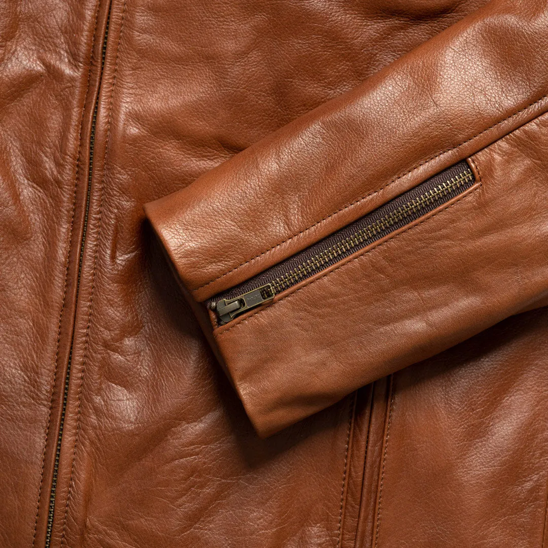 Thompson Leather Moto Jacket | Whiskey Brown