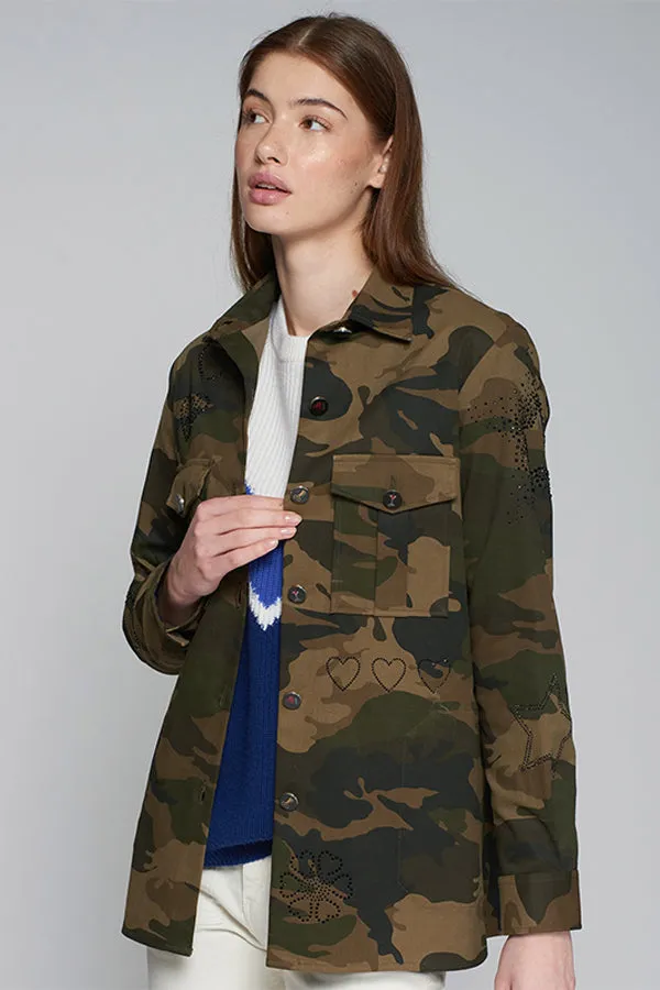 Vilagallo FEDERICA STRASS CAMOUFLAGE JACKET