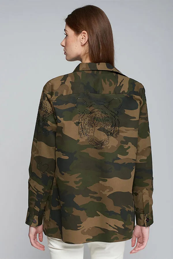 Vilagallo FEDERICA STRASS CAMOUFLAGE JACKET