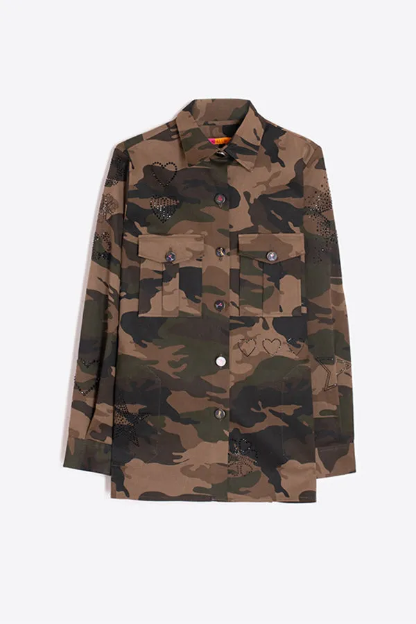 Vilagallo FEDERICA STRASS CAMOUFLAGE JACKET