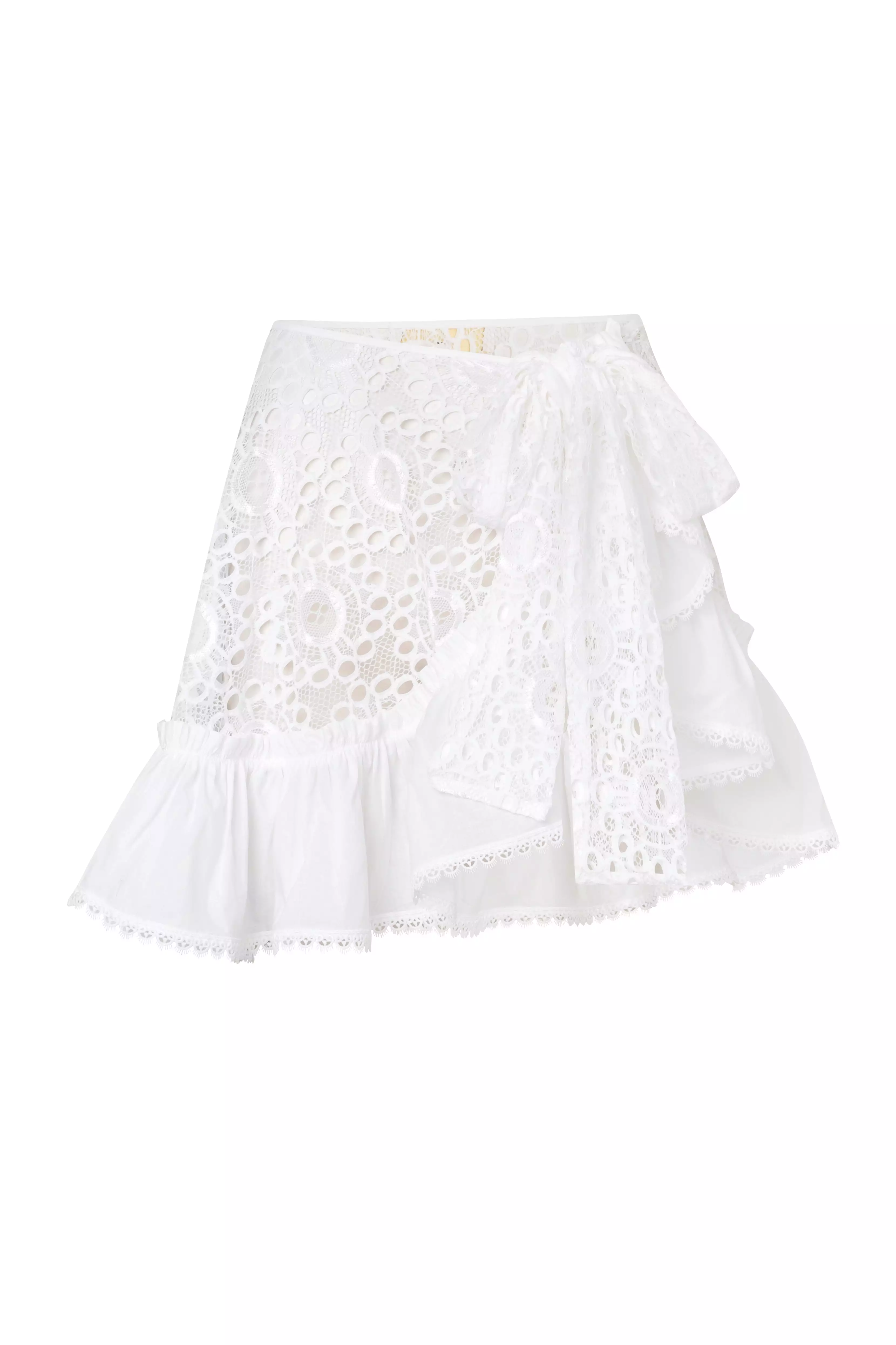 Waimari - Azure Wrap Mini Skirt - White