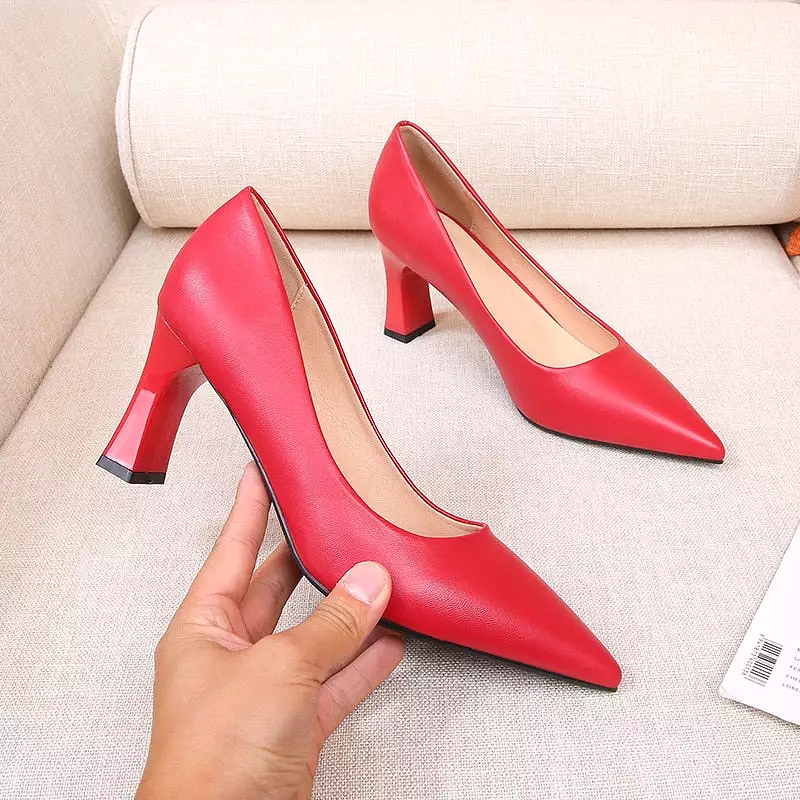 White Black Red Gold High Heels Shoes Women Fashion Pointed Toe Office Party Work Dress Pumps