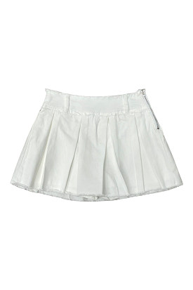 White Denim Pleated Skort