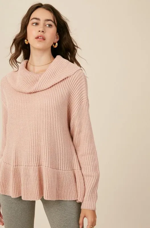 Willow Turtleneck Pullover Sweater - Blush