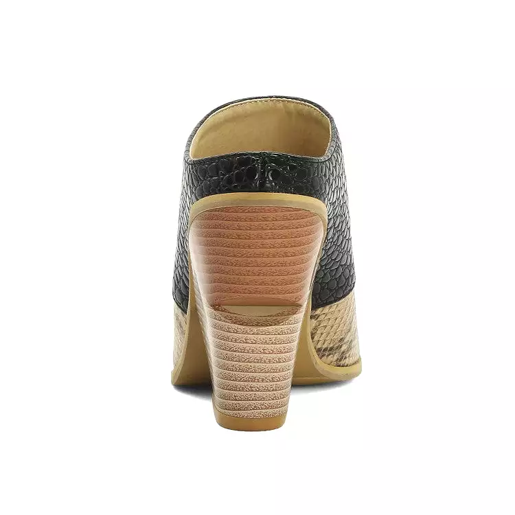 Women's Bicolor Cone Heel Slides Sandals