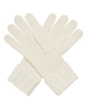 Women's Cable Cashmere Gloves New Ivory White