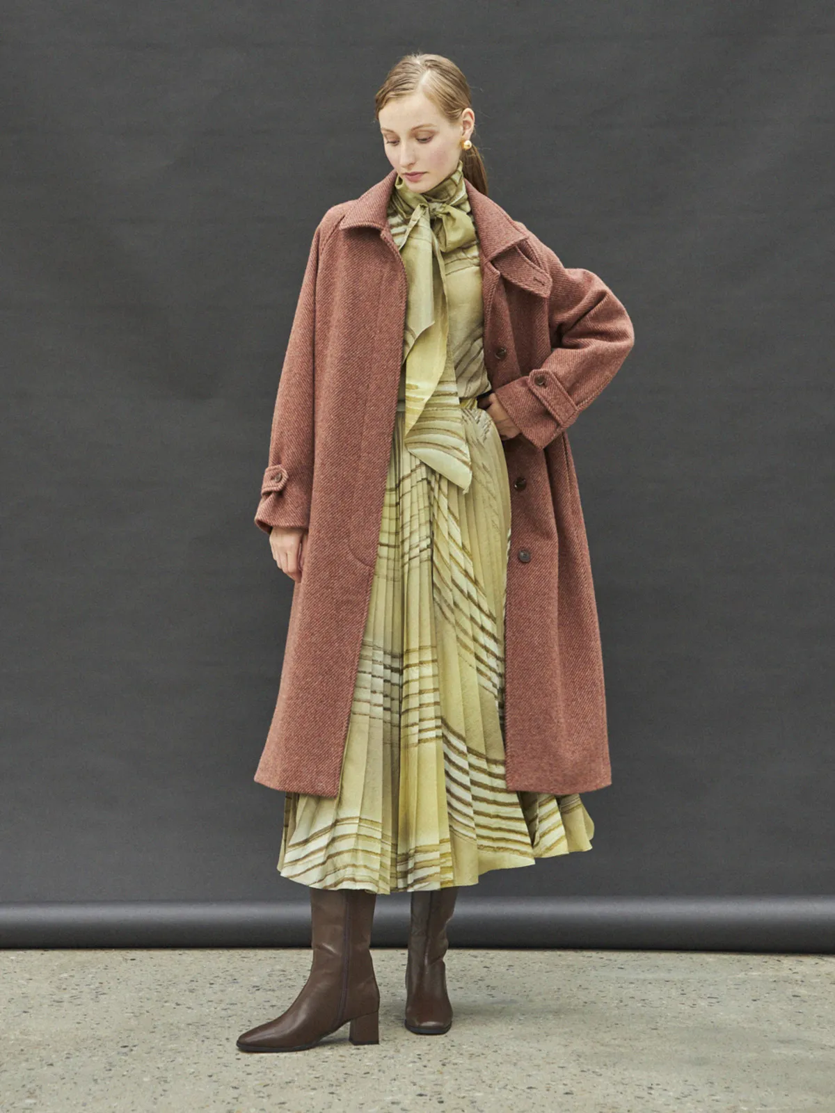 Wool Stitch Coat II - Red Brick