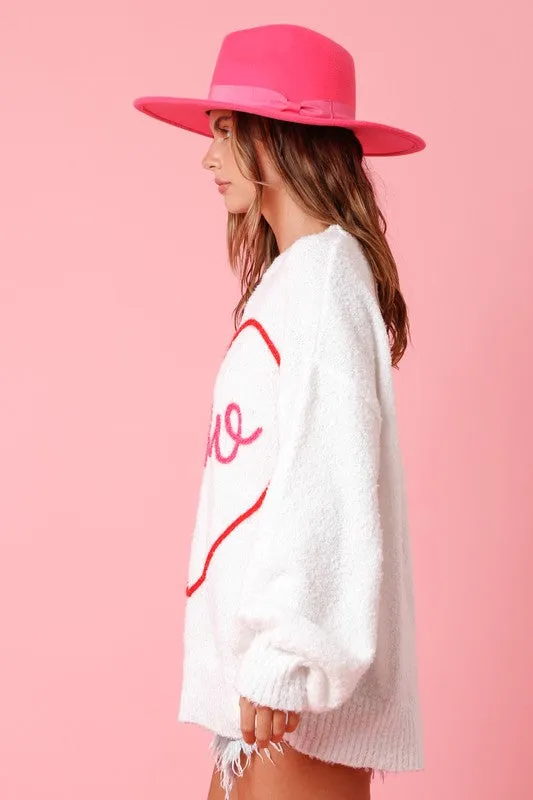 XOXO Heart Oversized Knit Sweater