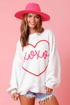 XOXO Heart Oversized Knit Sweater