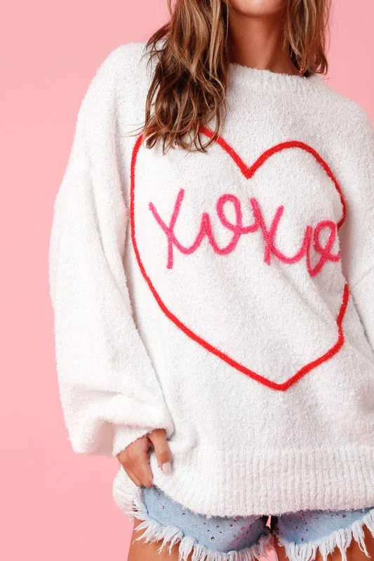 XOXO Heart Oversized Knit Sweater