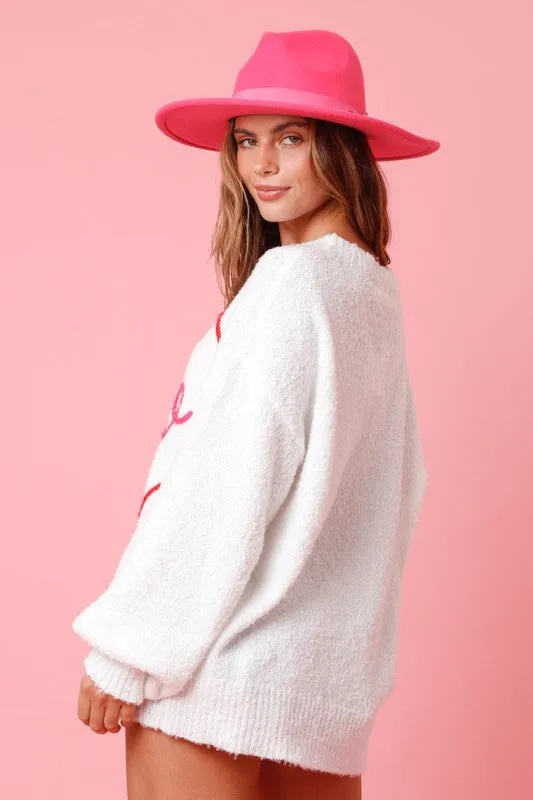 XOXO Heart Oversized Knit Sweater