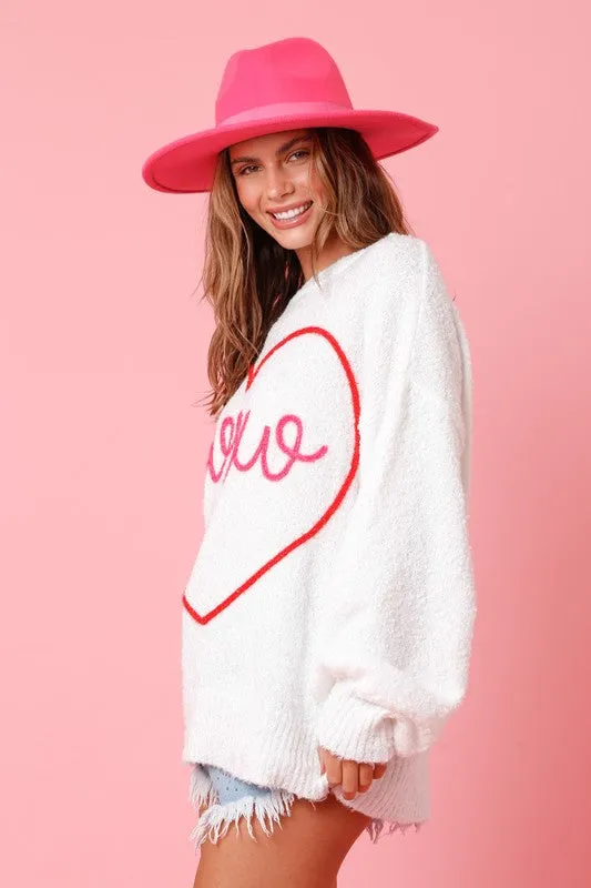 XOXO Heart Oversized Knit Sweater