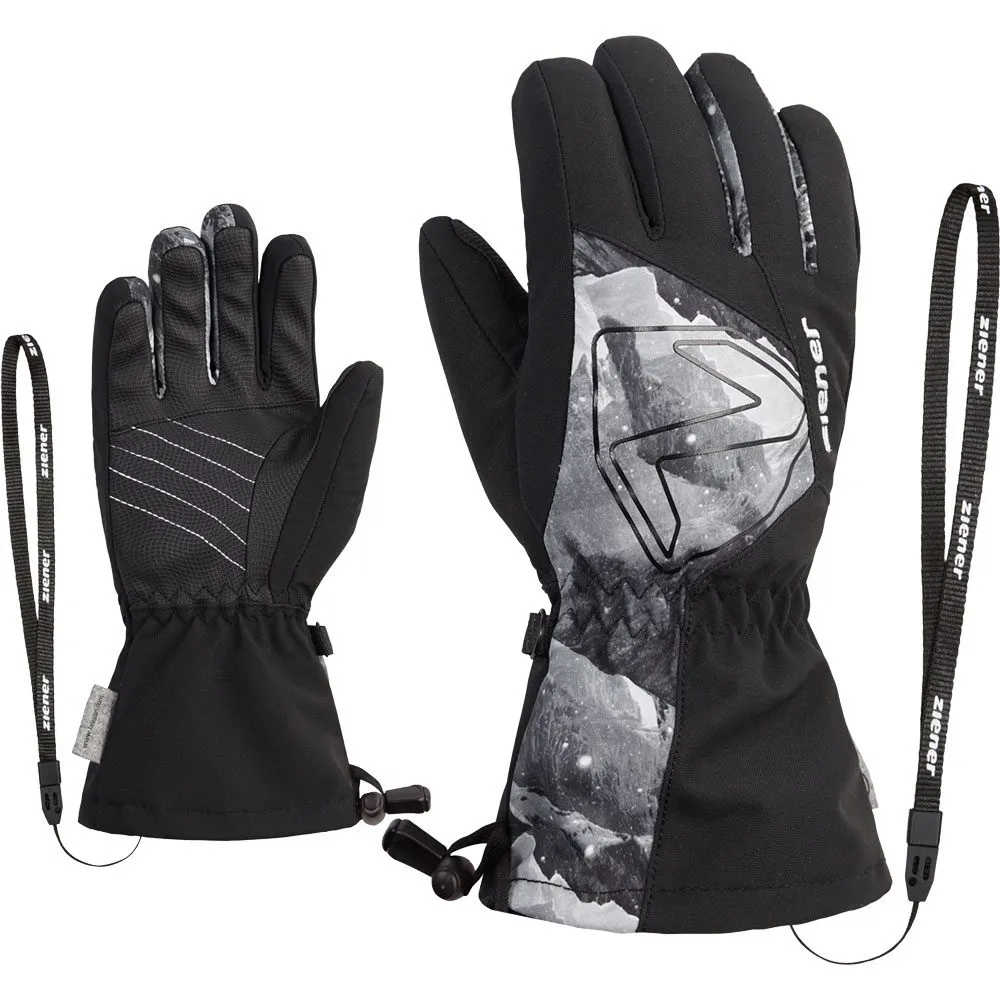 Ziener - Laval AS\u00ae AW Gloves Kids black grey mountain print