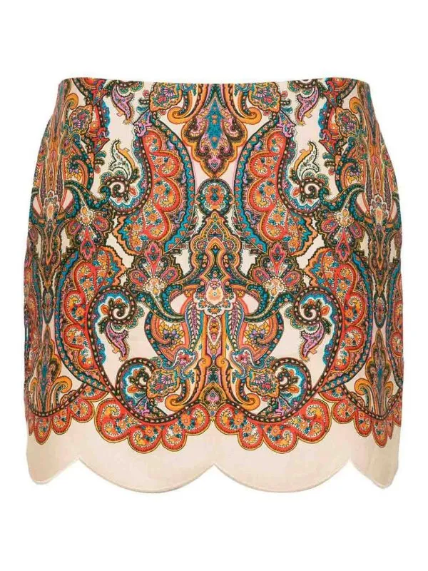 Zimmermann Paisley Print Linen Mini Skirt