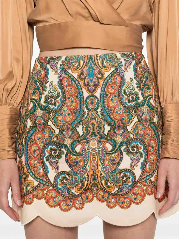 Zimmermann Paisley Print Linen Mini Skirt