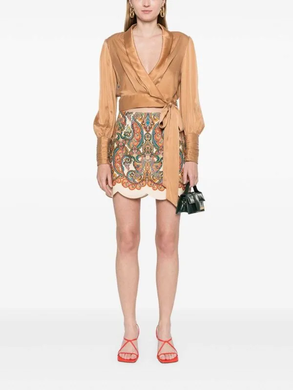 Zimmermann Paisley Print Linen Mini Skirt