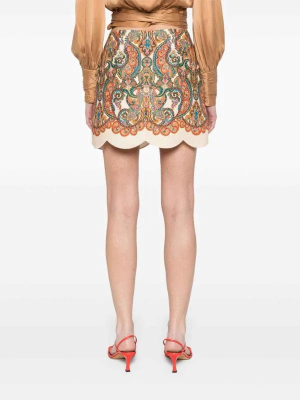 Zimmermann Paisley Print Linen Mini Skirt